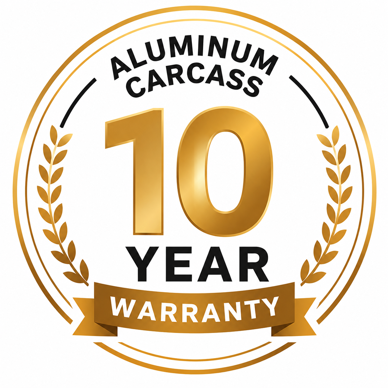 10-Year Aluminium Carcass Warranty badge